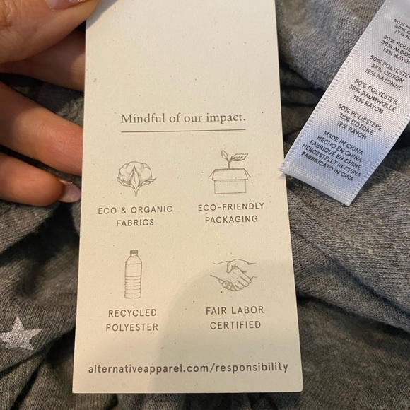 NWT Alternative Cross Back Jersey Romper Gray White Stars Organic Fabric Cotton - Picture 5 of 13